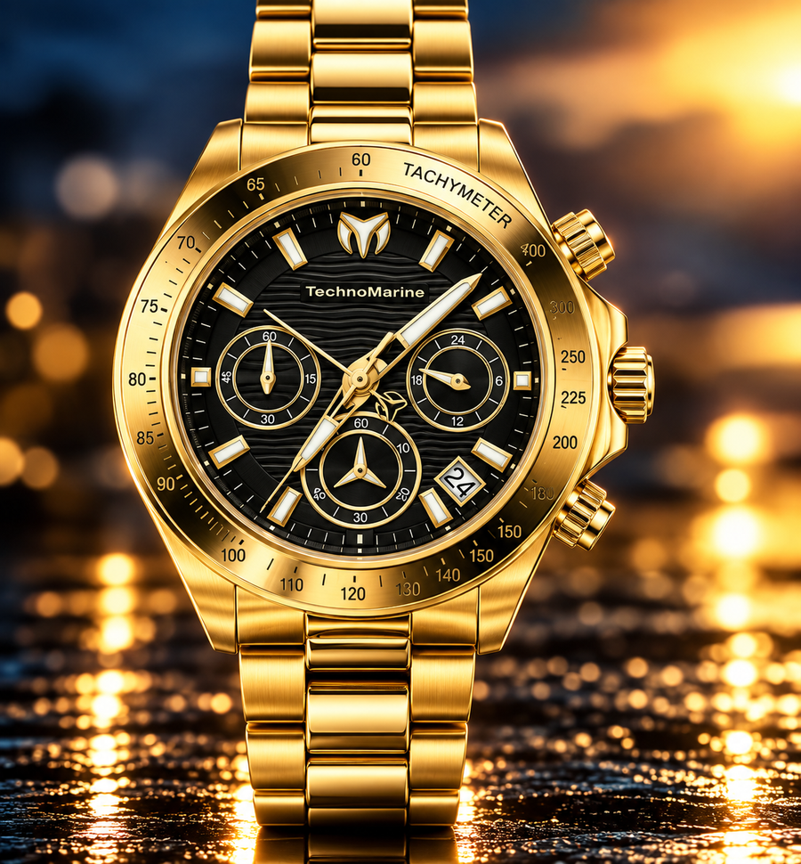 TechnoMarine Manta Ray TM-219005 men's gold chronograph watch, 42mm