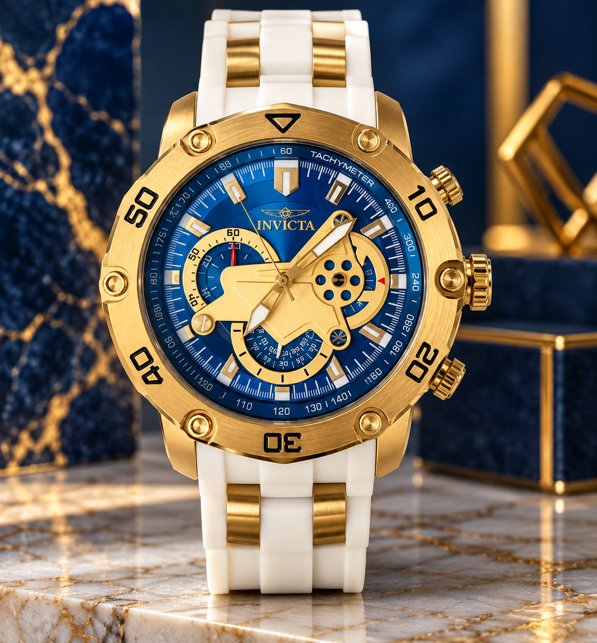 Invicta Pro Diver SCUBA 23423 men's gold and blue watch, 50mm