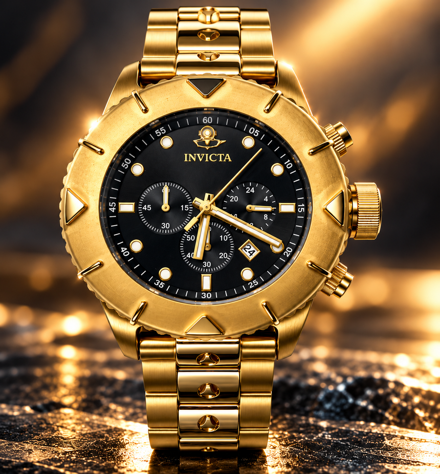 Invicta I-Force 46540 men's gold chronograph watch, 55mm