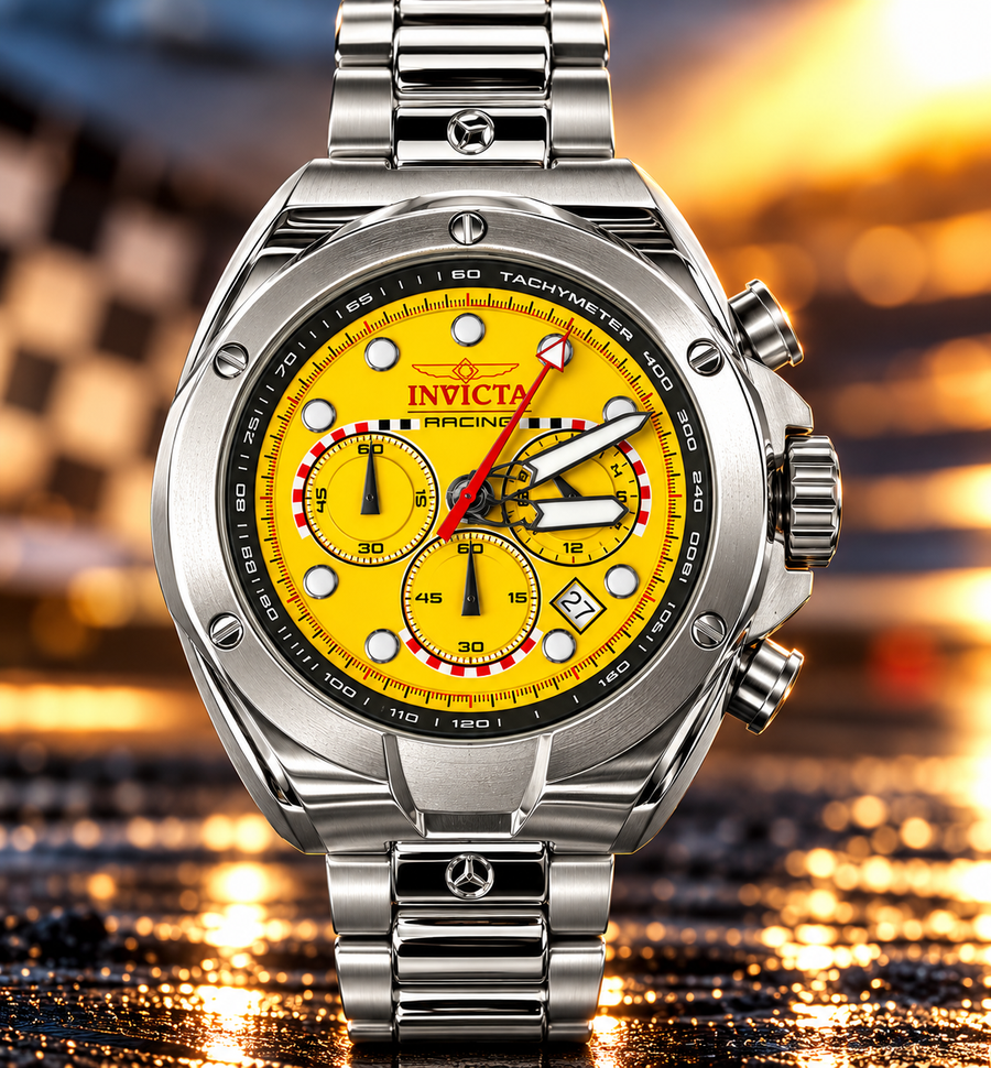 Invicta Racing RedLine 47748 men's yellow chronograph watch, 48mm