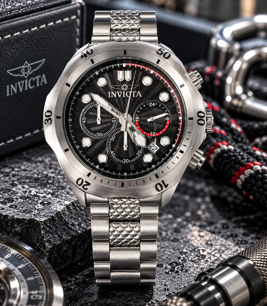 Invicta Venom Steelshed 47750 men's black chronograph watch, 46mm