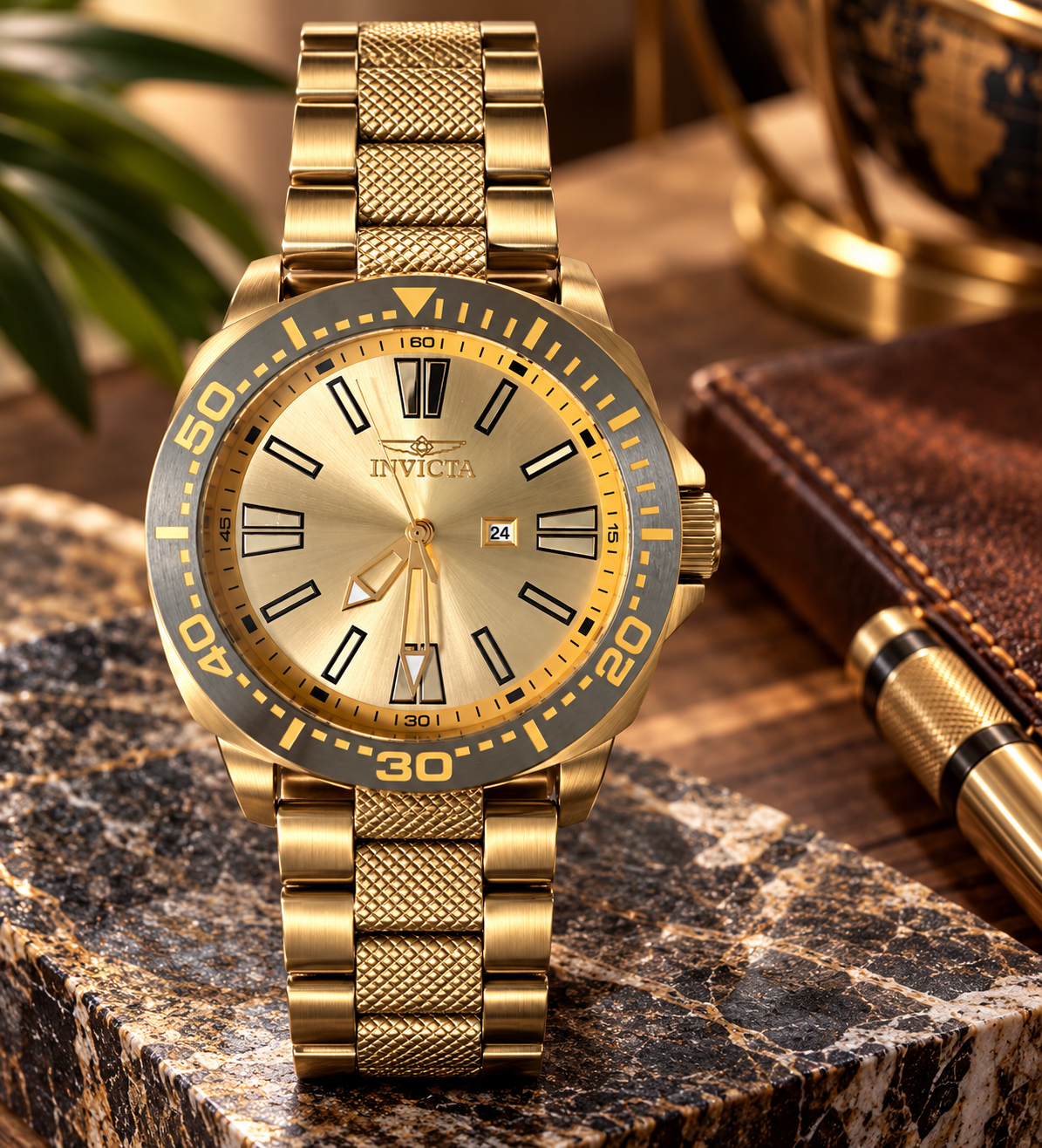 Invicta Speedway Veylance 48936 men's gold quartz watch, 46mm