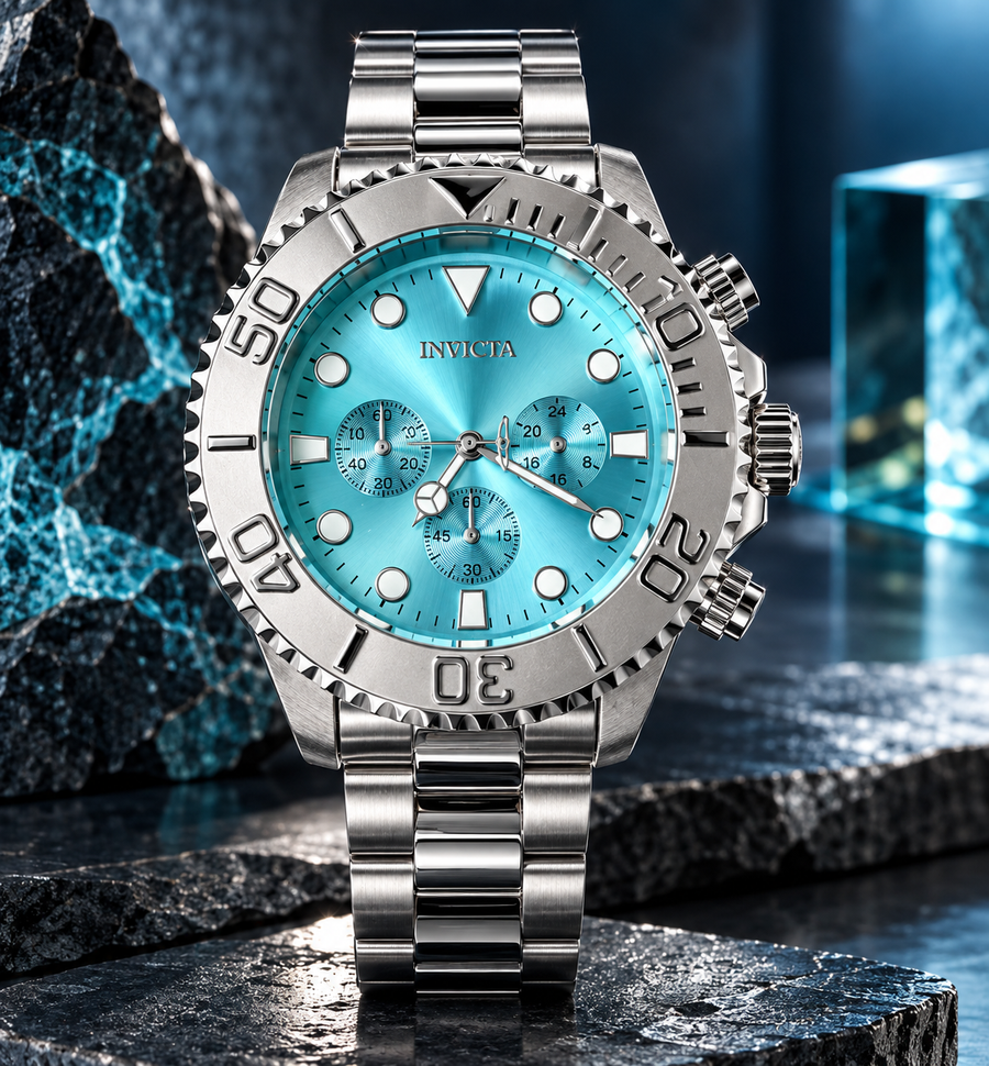 Invicta Pro Diver 49213 men's light blue chronograph watch, 47mm