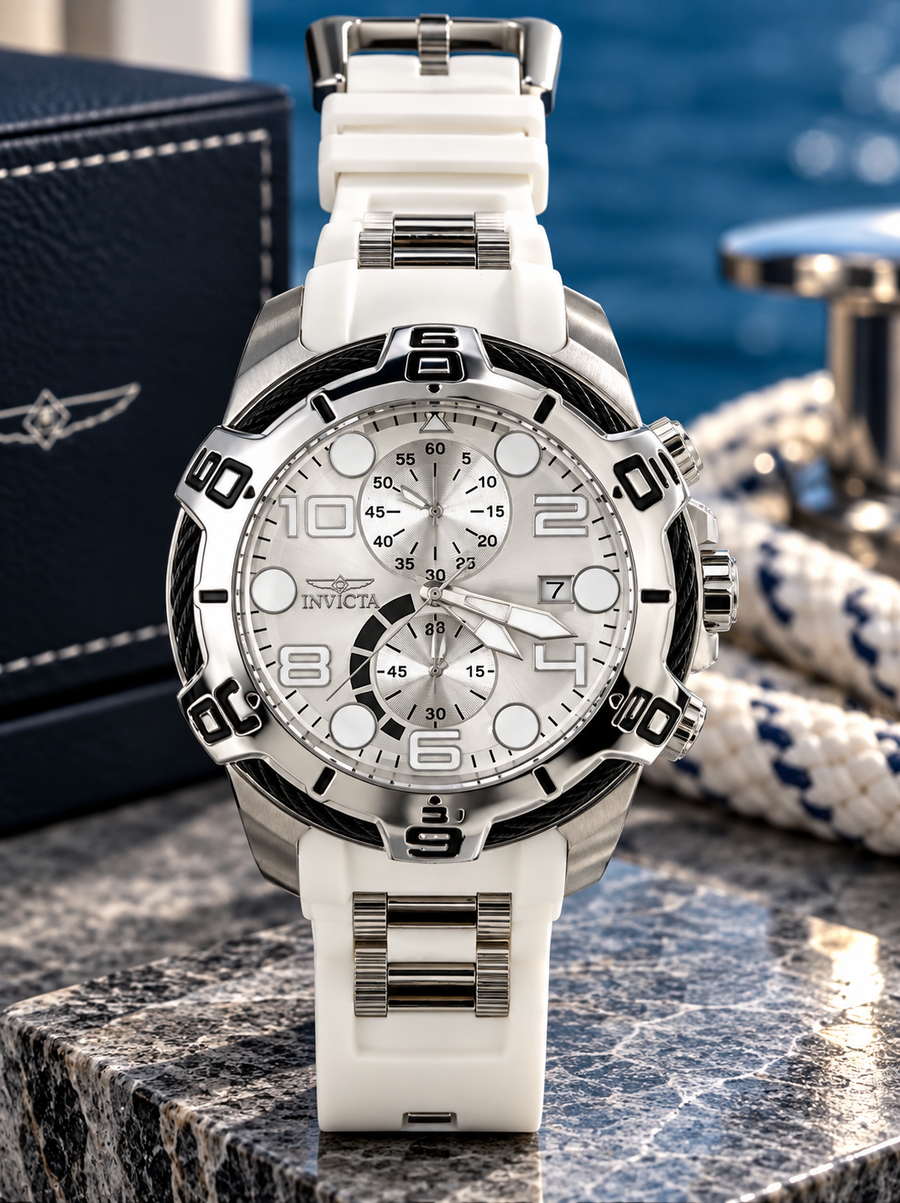Invicta Bolt Nexus X 50582 men's white chronograph watch, 50mm