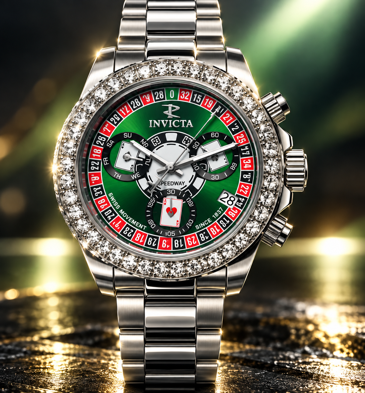 Invicta Elite Speedway Grand Croupier 51107 men's diamond watch, 42mm