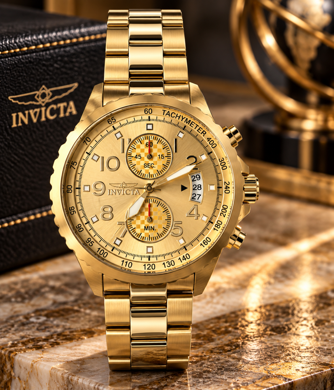 Invicta Specialty Veloquence 69792 men's gold watch, 47mm