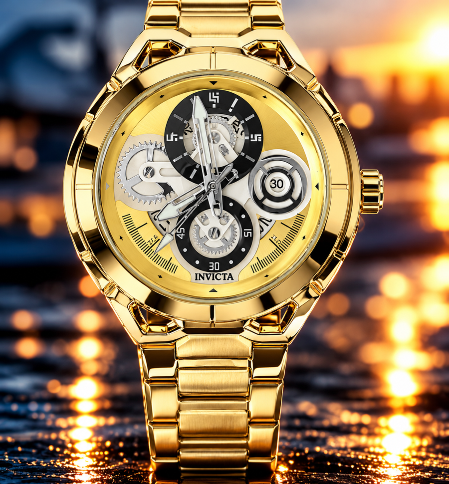 Invicta S1 Rally 79012 men's gold watch, 44mm