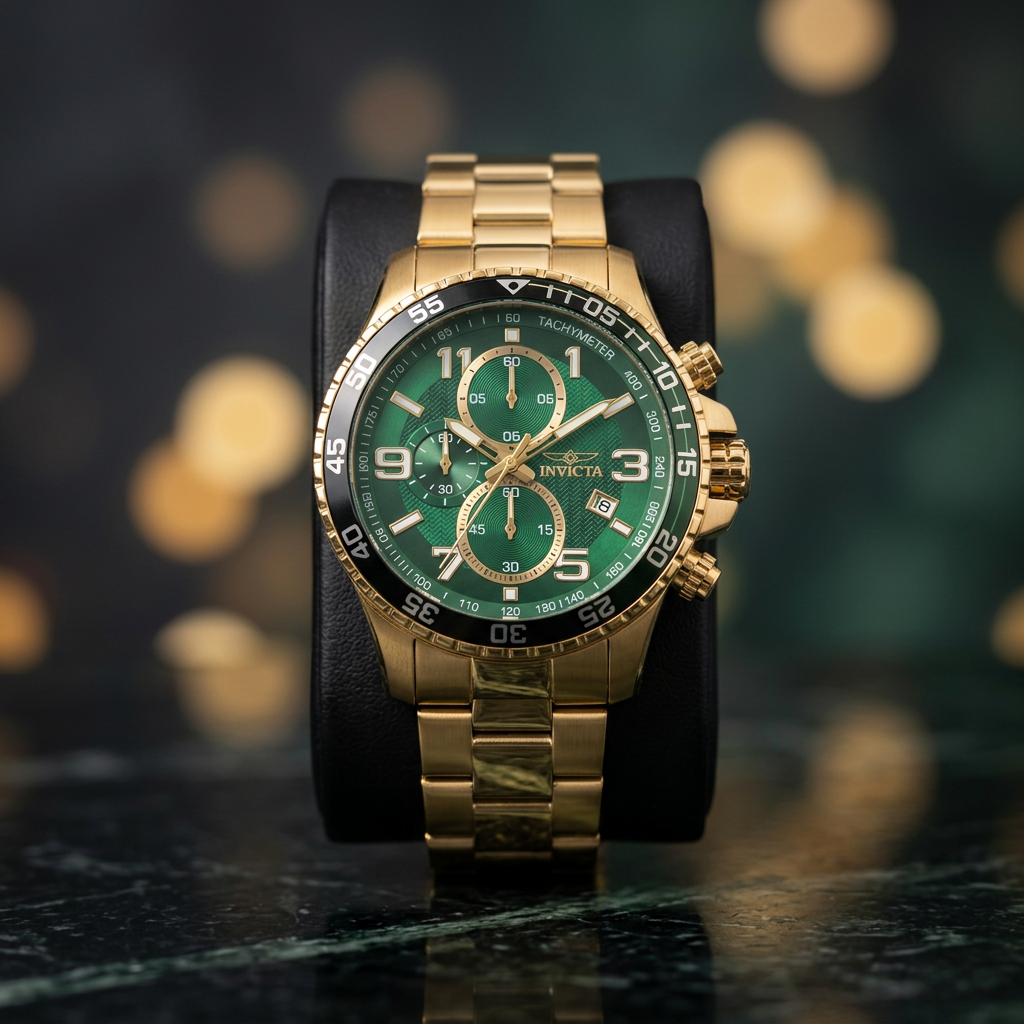 Invicta Specialty 69817 Men's Green Dial Gold-Tone Quartz Watch