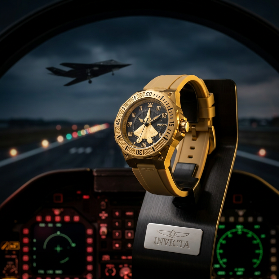 Invicta 50669 Aviation F-117 Nighthawk 50mm Gold-Tone Quartz Watch