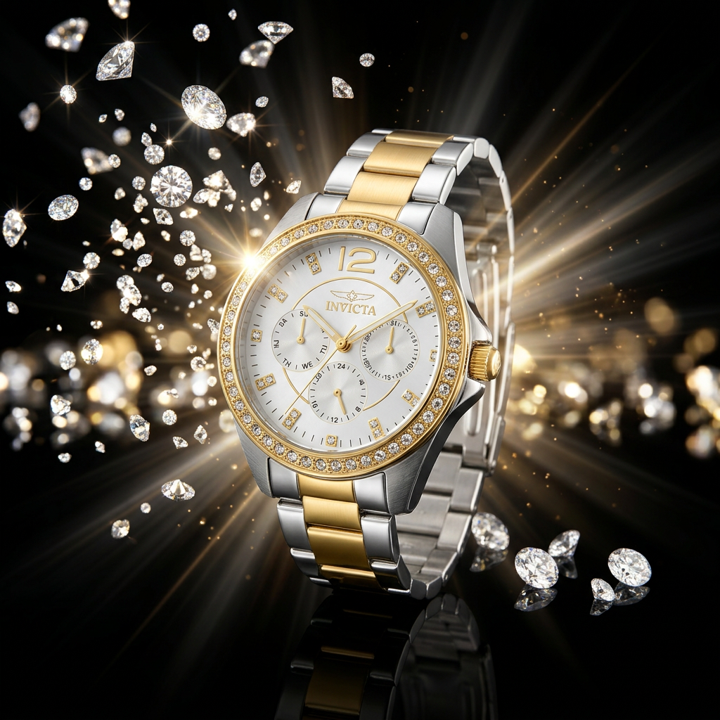 Invicta Angel Ephemera 38mm – Two-Tone Crystal Bezel Quartz