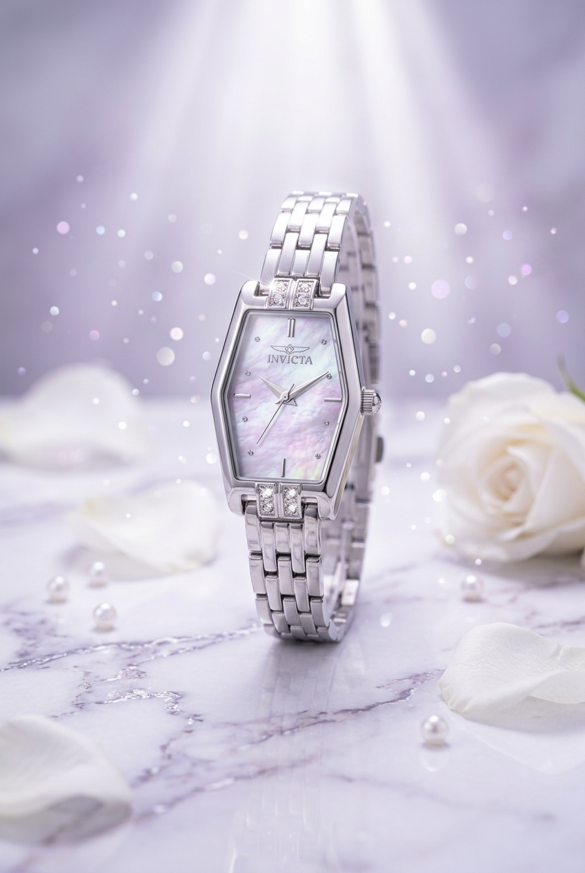 Invicta Women's Angel Pixie 48130 20mm Silver Tonneau Crystal Quartz Watch