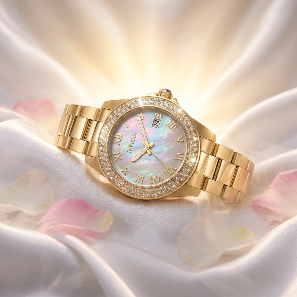Invicta Angel Serenor 34mm – Mother of Pearl Crystal Bezel Quartz #36073