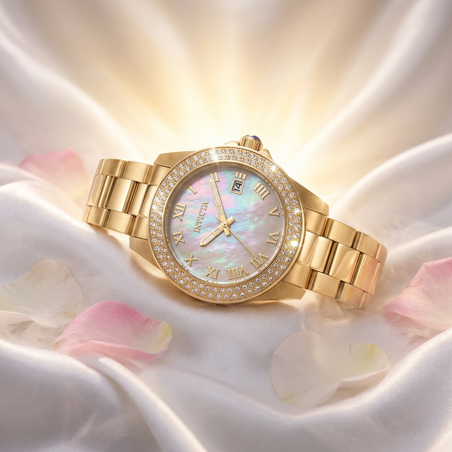 Invicta Angel Serenor 34mm – Mother of Pearl Crystal Bezel Quartz #36073