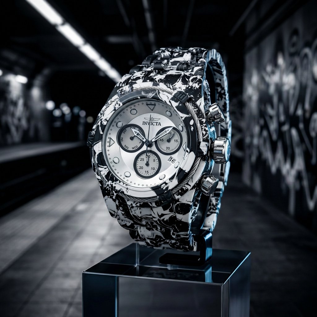 Invicta Bolt 45489 53mm Graphic Print Swiss Chronograph Watch