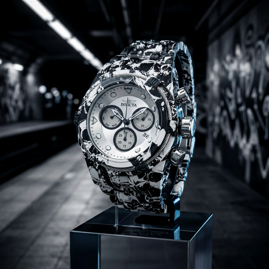 Invicta Bolt 45489 53mm Graphic Print Swiss Chronograph Watch