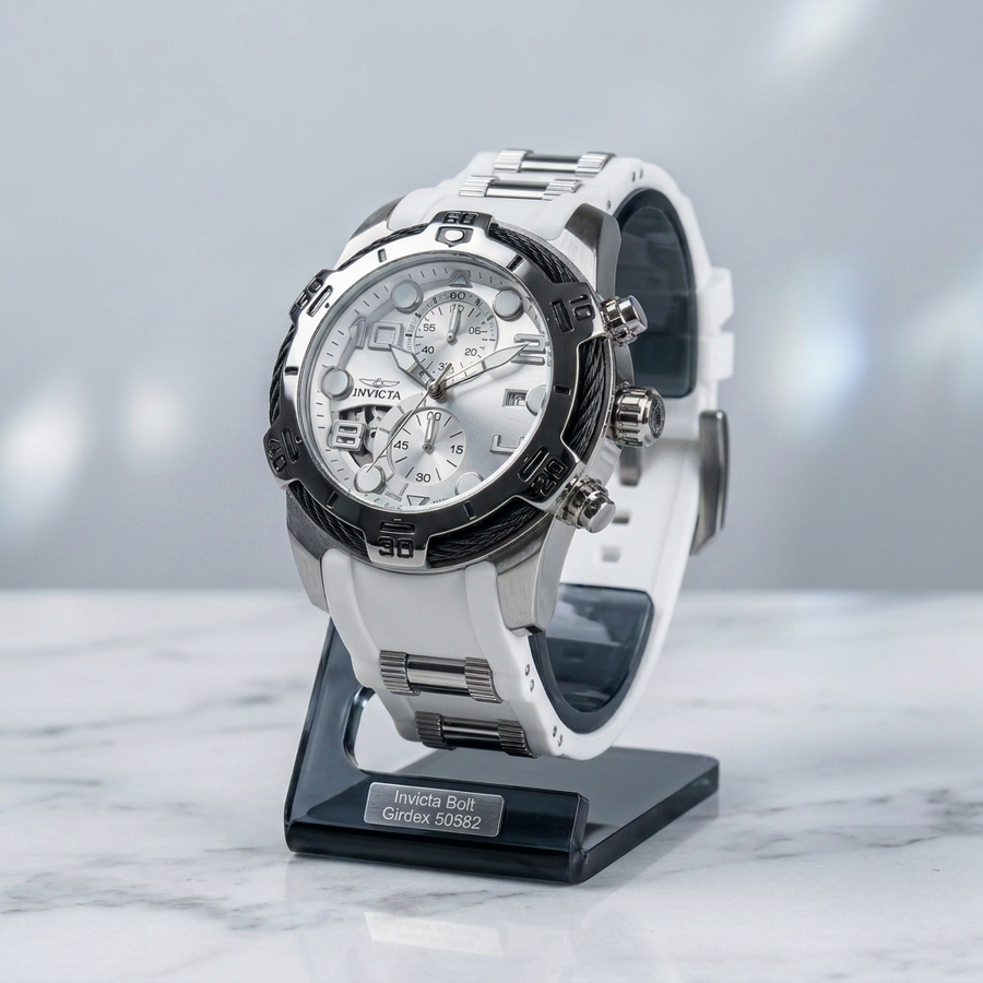 Invicta Bolt Girdex 50582 52mm Silver Dial Chronograph Watch