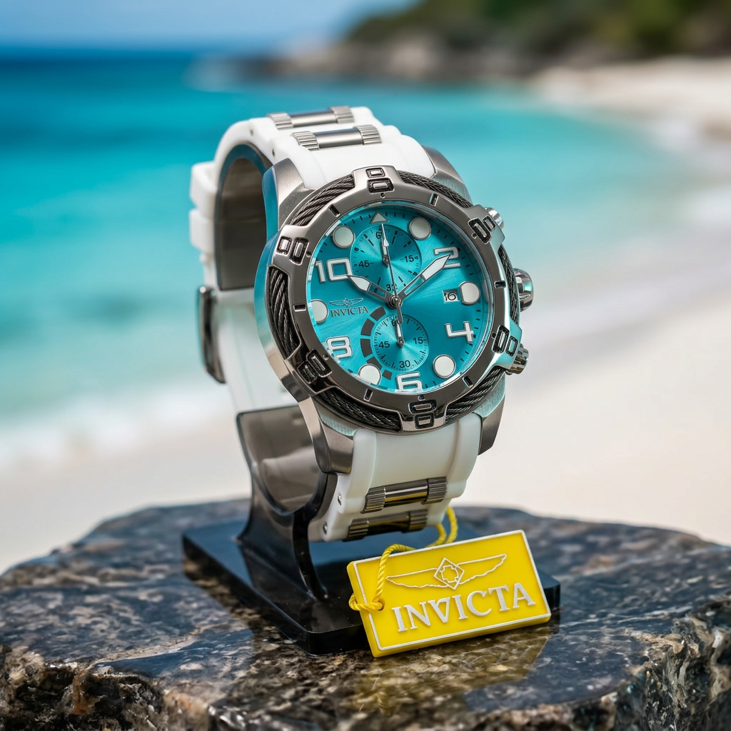 Invicta Bolt Girdex 50584 52mm Aqua Blue Dial Chronograph Watch
