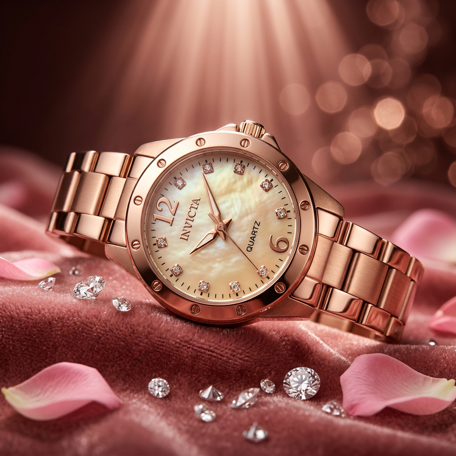 Invicta Celestial 29mm – Rose Gold Crystal Marker Quartz #69348