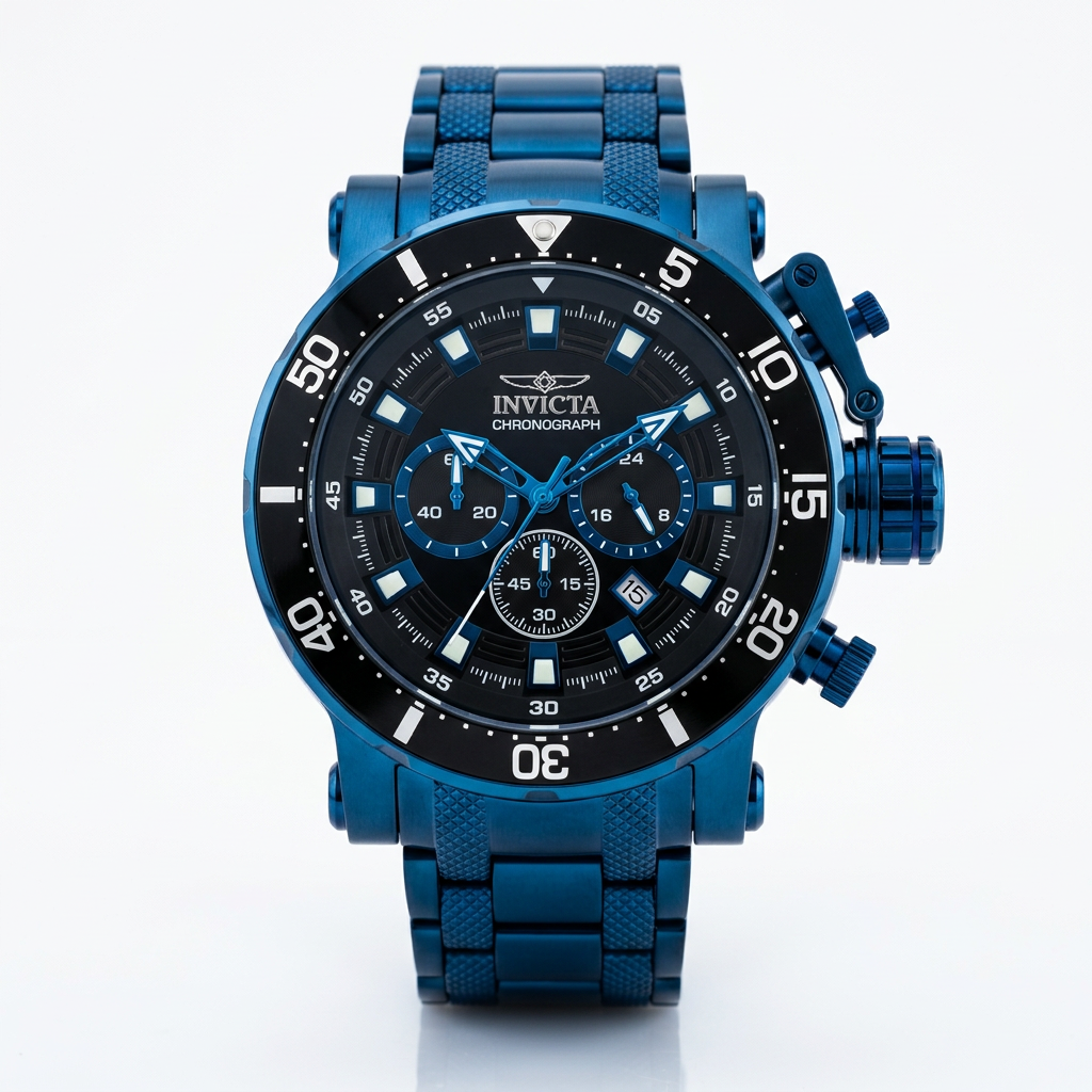 Invicta Coalition Forces Night Hawk 52mm – Black Dial Blue-Tone Chronograph Diver Quartz #50768