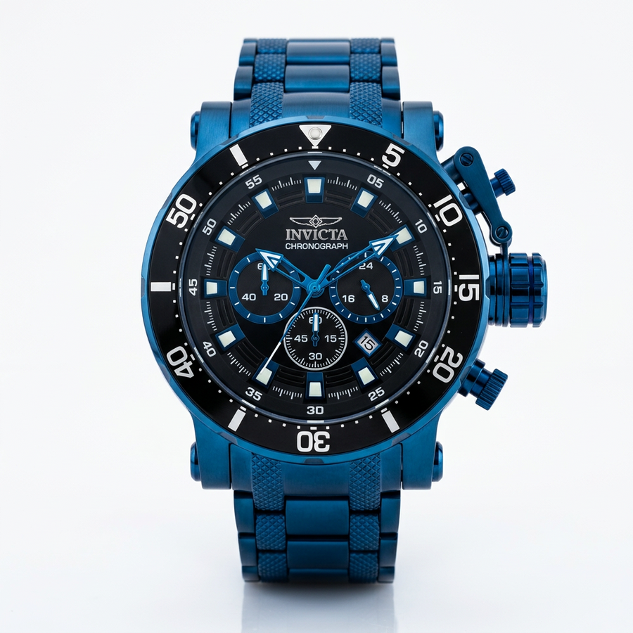 Invicta Coalition Forces Night Hawk 52mm – Black Dial Blue-Tone Chronograph Diver Quartz #50768