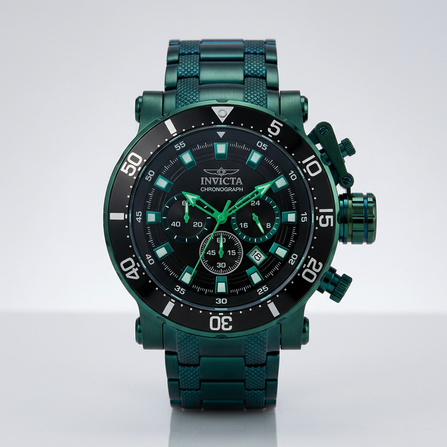 Invicta Coalition Forces Night Hawk 52mm – Black Dial Green-Tone Chronograph Diver Quartz #50765