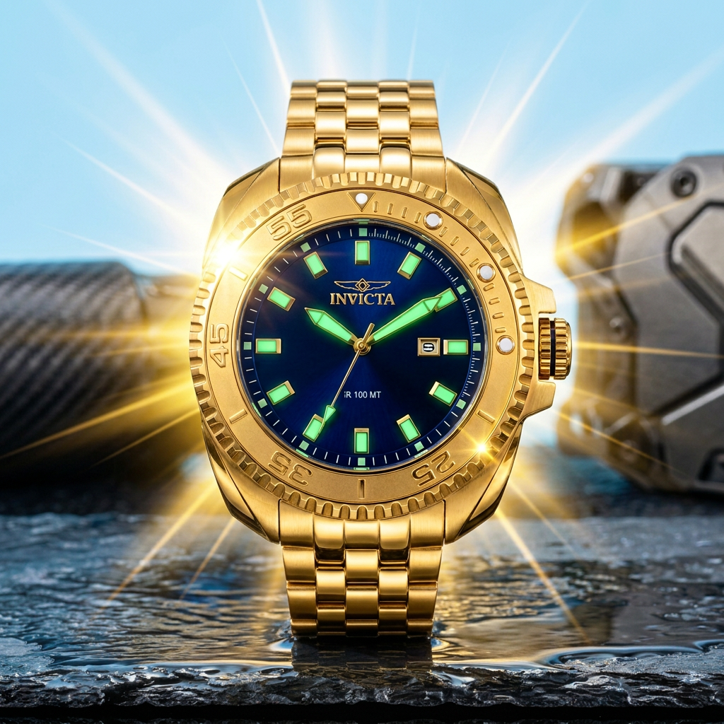 Invicta Coalition Forces Solaris 50mm – Navy Blue Dial Gold Diver Quartz #49781