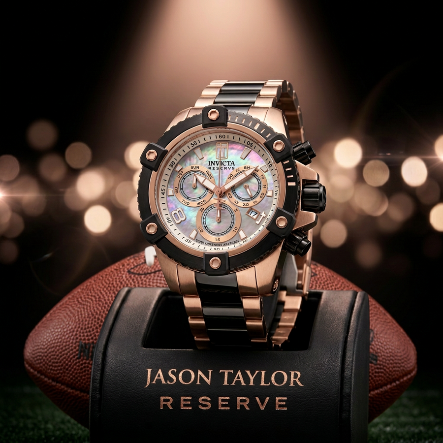 Invicta Jason Taylor Imperix Chronograph Men's Watch #51282 – 50mm MOP Dial Swiss Ronda Black Rose Gold