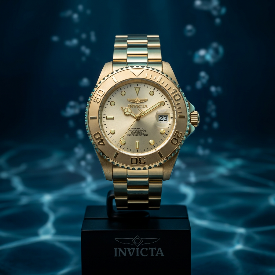 Invicta Pro Diver Men's Automatic Watch #28950 – 47mm Gold-Tone Champagne Dial NH35A