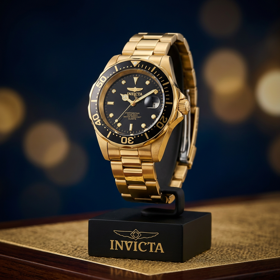 Invicta Pro Diver Men's Watch #9311 – 40mm Gold-Tone Black Dial