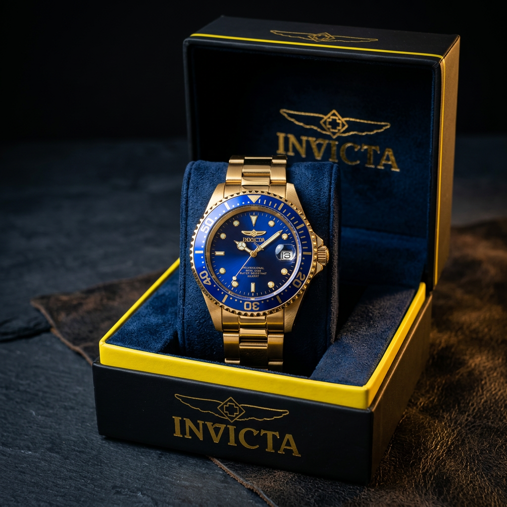 Invicta Pro Diver Anchoris Men's Watch #8937OB – 37.5mm Gold Blue Dial Quartz