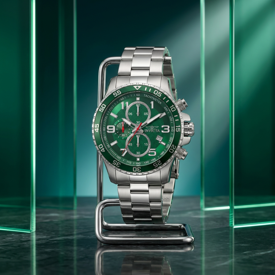 Invicta Specialty 69818 Men's 45mm Green Dial Stainless Steel Quartz Watch