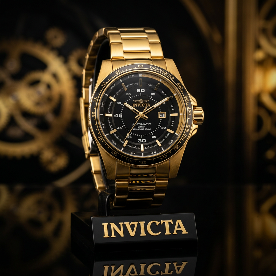 Invicta Speedway Men's Automatic Watch #48078 – 50mm Gold-Tone Black Dial