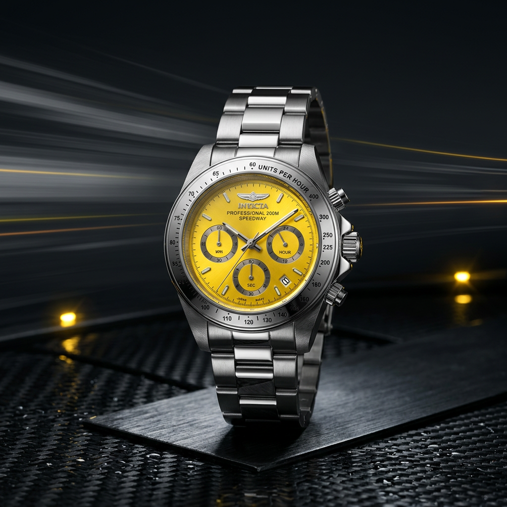 Invicta Speedway Torvane 39.5mm – Yellow Sunburst Chronograph Diver Quartz #14383