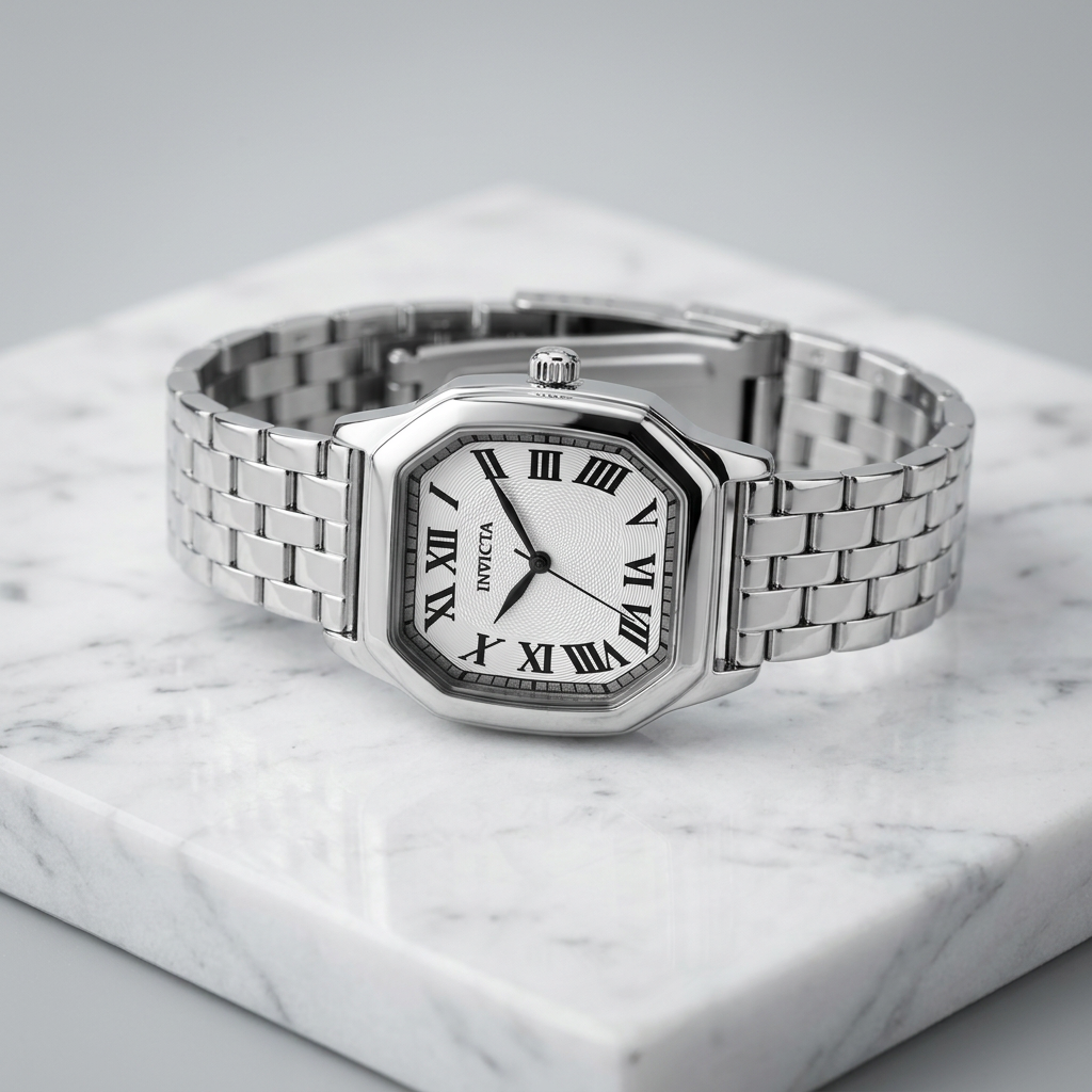 Invicta Wildflower 27mm – Silver-Tone Stainless Steel Fold-Over Clasp Quartz