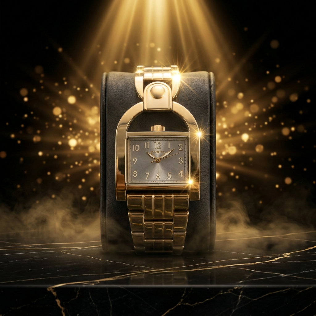 Invicta Wildflower 28mm – Gold-Tone Square Quartz #49592