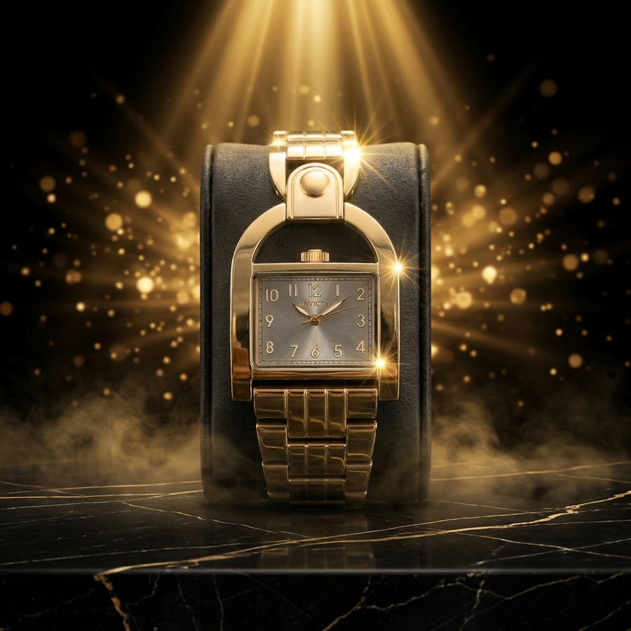 Invicta Wildflower 28mm – Gold-Tone Square Quartz #49592