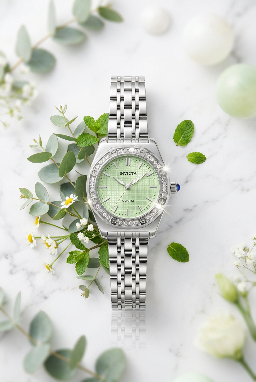 Invicta Women's Wildflower Cadravyn 69374 33mm Mint Green Crystal Quartz Watch