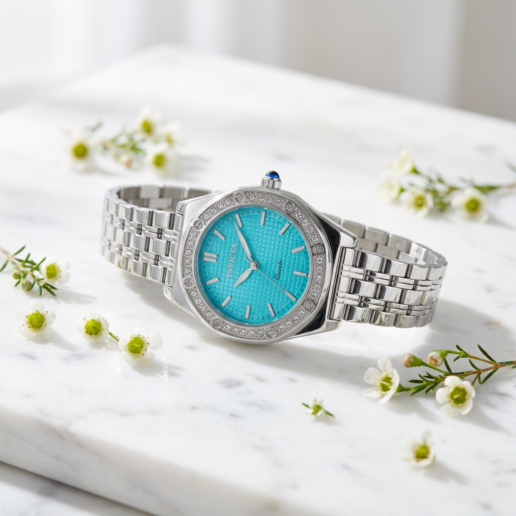 Invicta Wildflower Caravane 33mm – Turquoise Dial Silver-Tone Quartz
