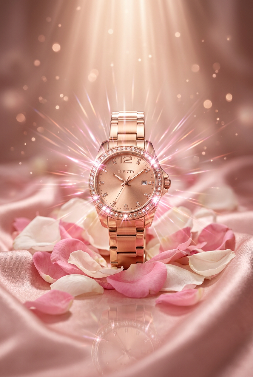 Invicta Women's 49845 Rose Gold Crystal Bezel Quartz Watch